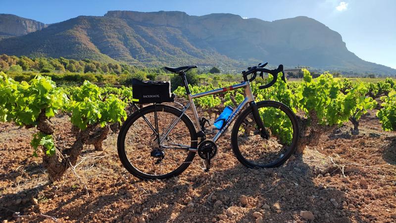 The Backroads custom-made titanium bicycle.