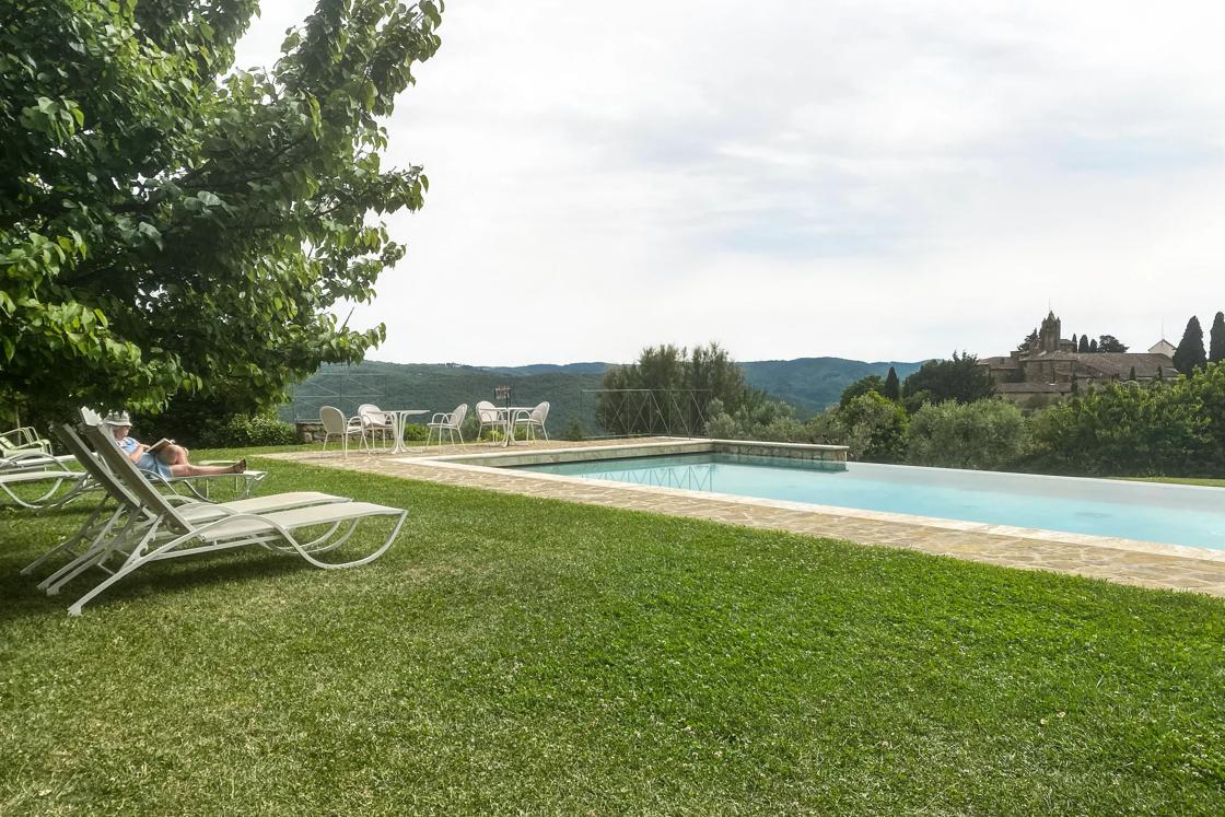 The pool at the Villa Le Barone in Tuscany.