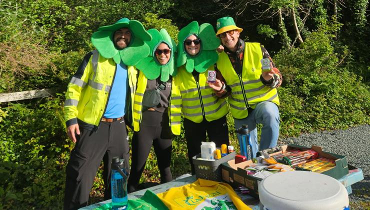 The Backroads team, ready to support riders at their rest stop.