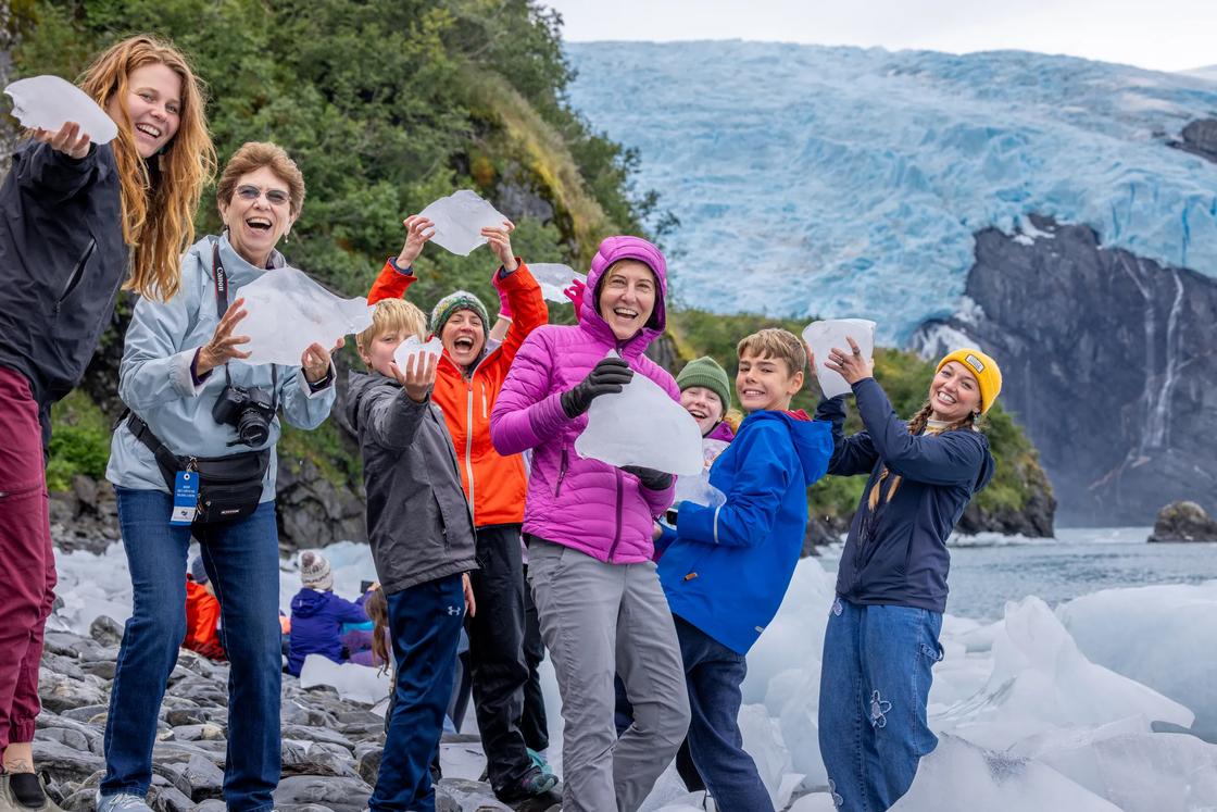 Family fun on a glacier in Alaska.