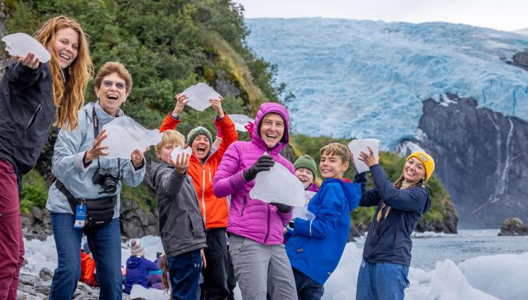 Family fun on a glacier in Alaska.