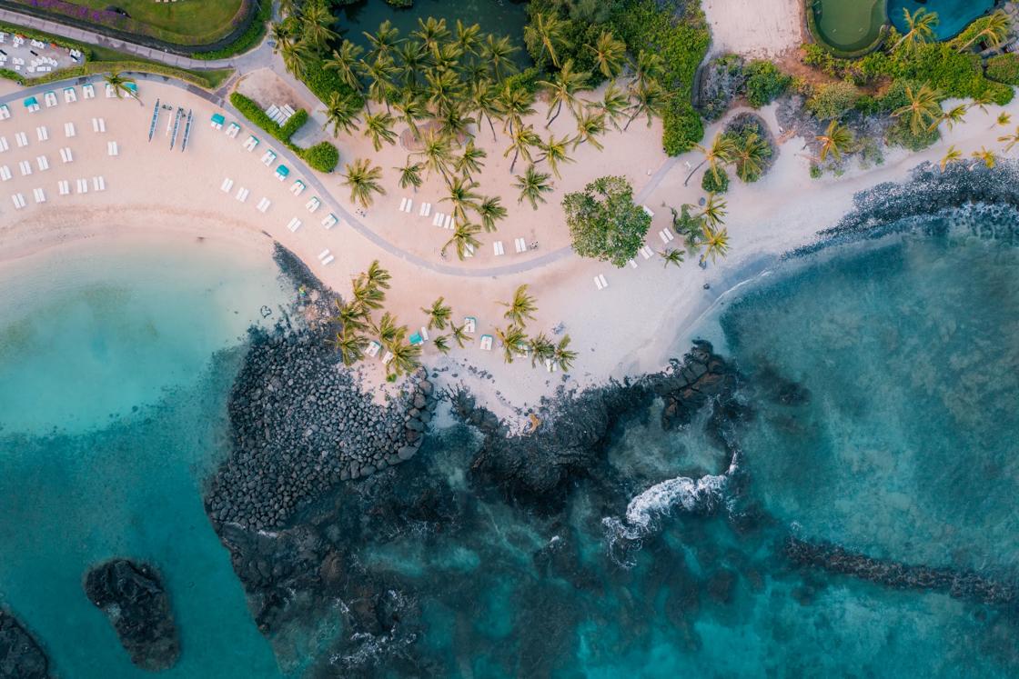 Aerial view of the beach on Hawaii's Big Island