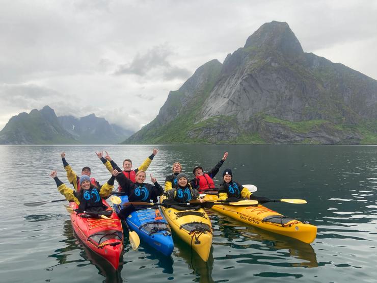 Kayaking in Norway's Lofoten Islands.