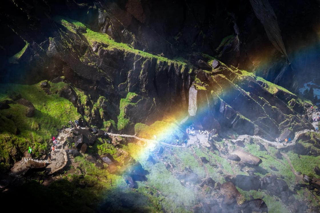 Rainbow over the Mist Trail in Yosemite National Park.