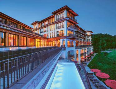 The infinity lap pool at Schloss Elmau Luxury Spa Retreat & Cultural Hideaway in Bavaria, Germany.