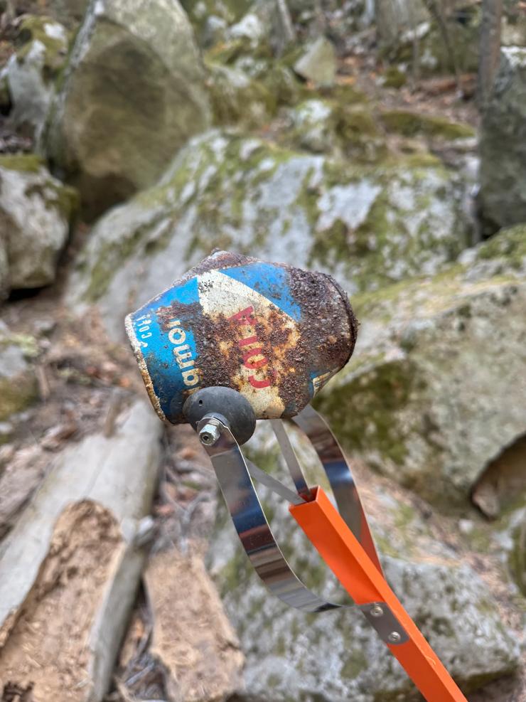 Volunteers removed trash, like this aluminum can, from around Mirror Lake during Yosemite FaceLift 2026.