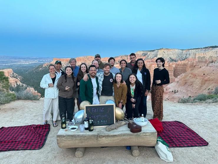 On the Bryce & Zion Multi-Adventure Tour, guests celebrate Ben & Alejandro's honeymoon.