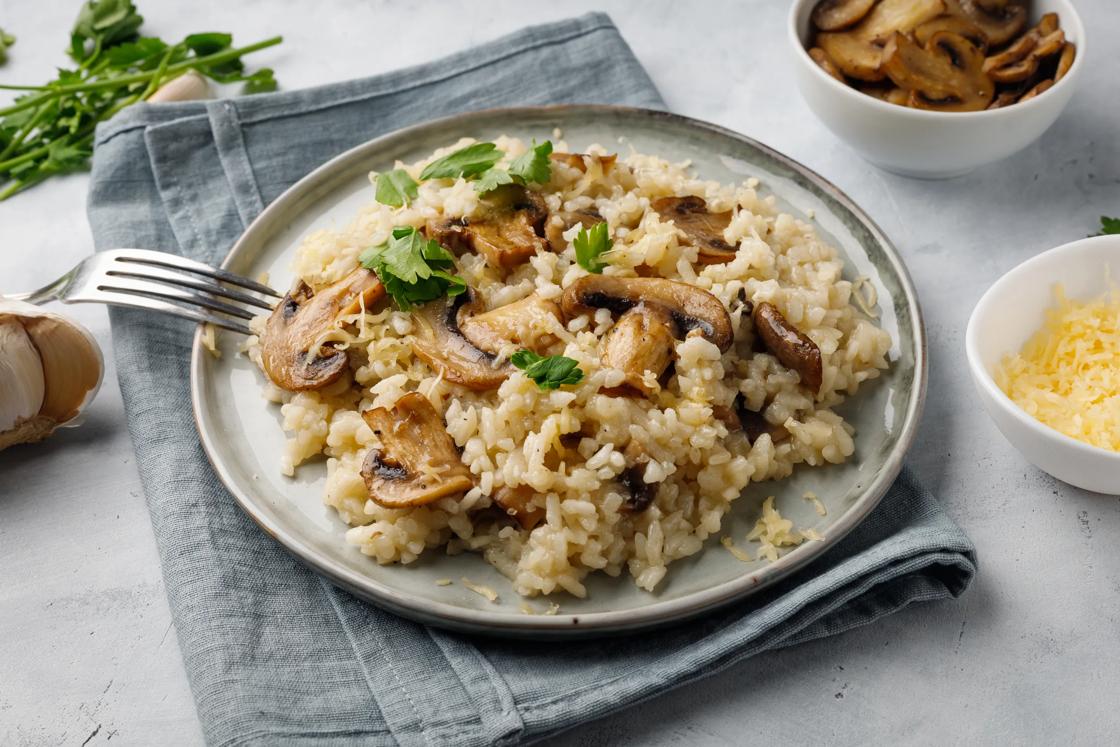 Risotto con funghi, a classic dish from Northern Italy.