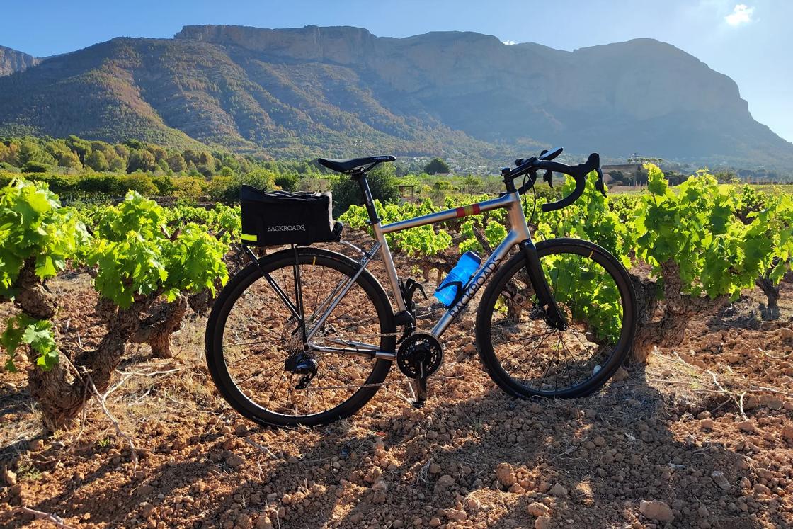 The Backroads custom-made titanium bicycle.
