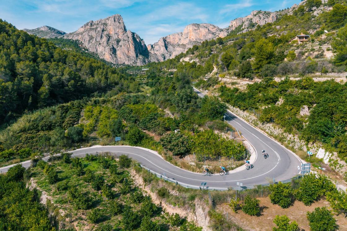 Backroads employees zoom down a winding mountain path in Valencia, Spain, on their annual Staff Ride event