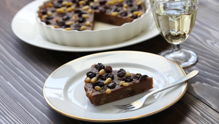 Castagnaccio, an Italian cake made from chestnut flour.
